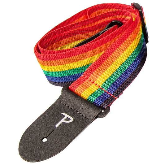 Perri's Polyester Extra Long Guitar Strap ~ Rainbow - Aron Soitin