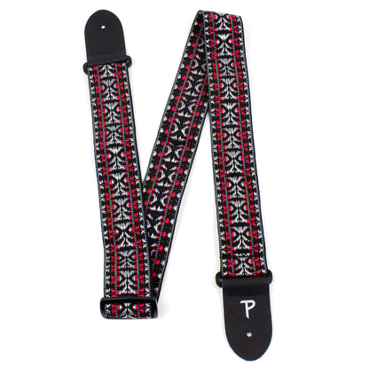 Perri's 2" Retro Hootenanny Poly Guitar Strap ~ Silver Red - Aron Soitin