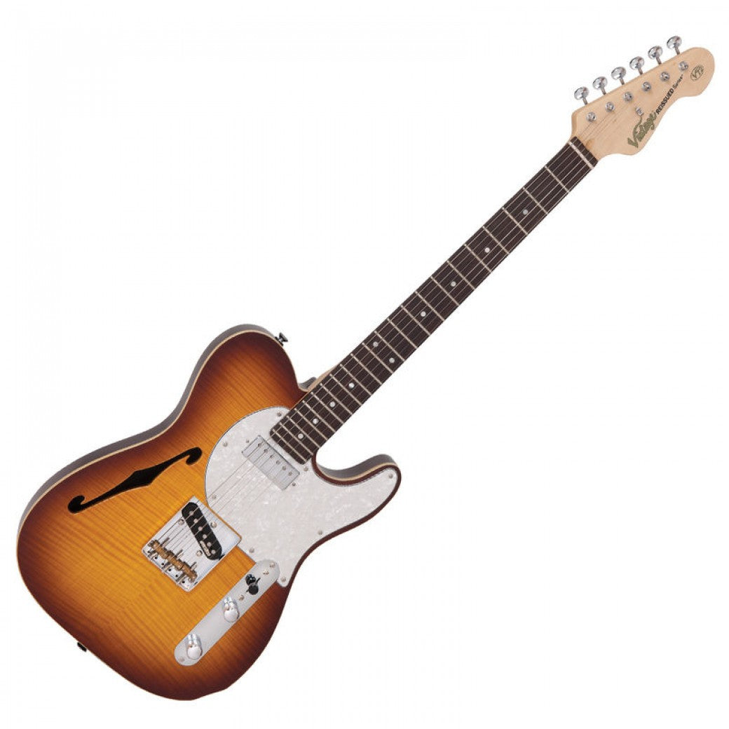 Vintage V72FTB ReIssued Custom Spec TL Electric Guitar ~ Flame Tobacco Burst - Aron Soitin