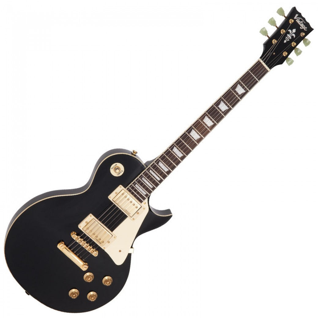 Vintage V100BB ReIssued 'Les Paul' Gloss Black sähkökitara - Aron Soitin