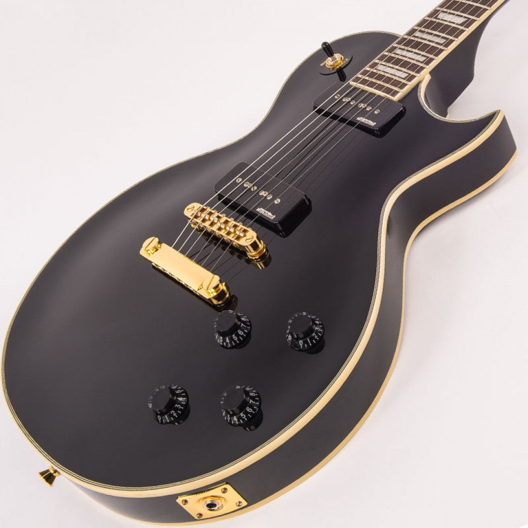 Vintage V100PBB ReIssued Les Paul P90 Gloss Black sähkökitara - Aron Soitin