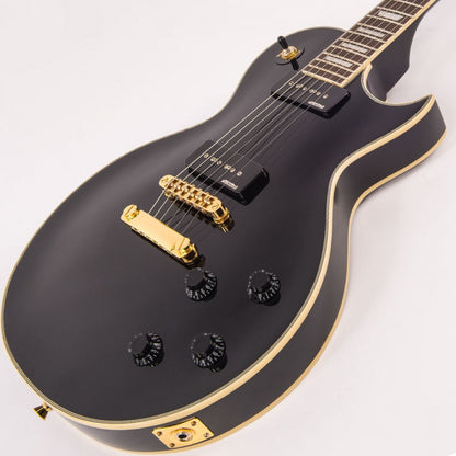 Vintage V100PBB ReIssued Les Paul P90 Gloss Black sähkökitara - Aron Soitin