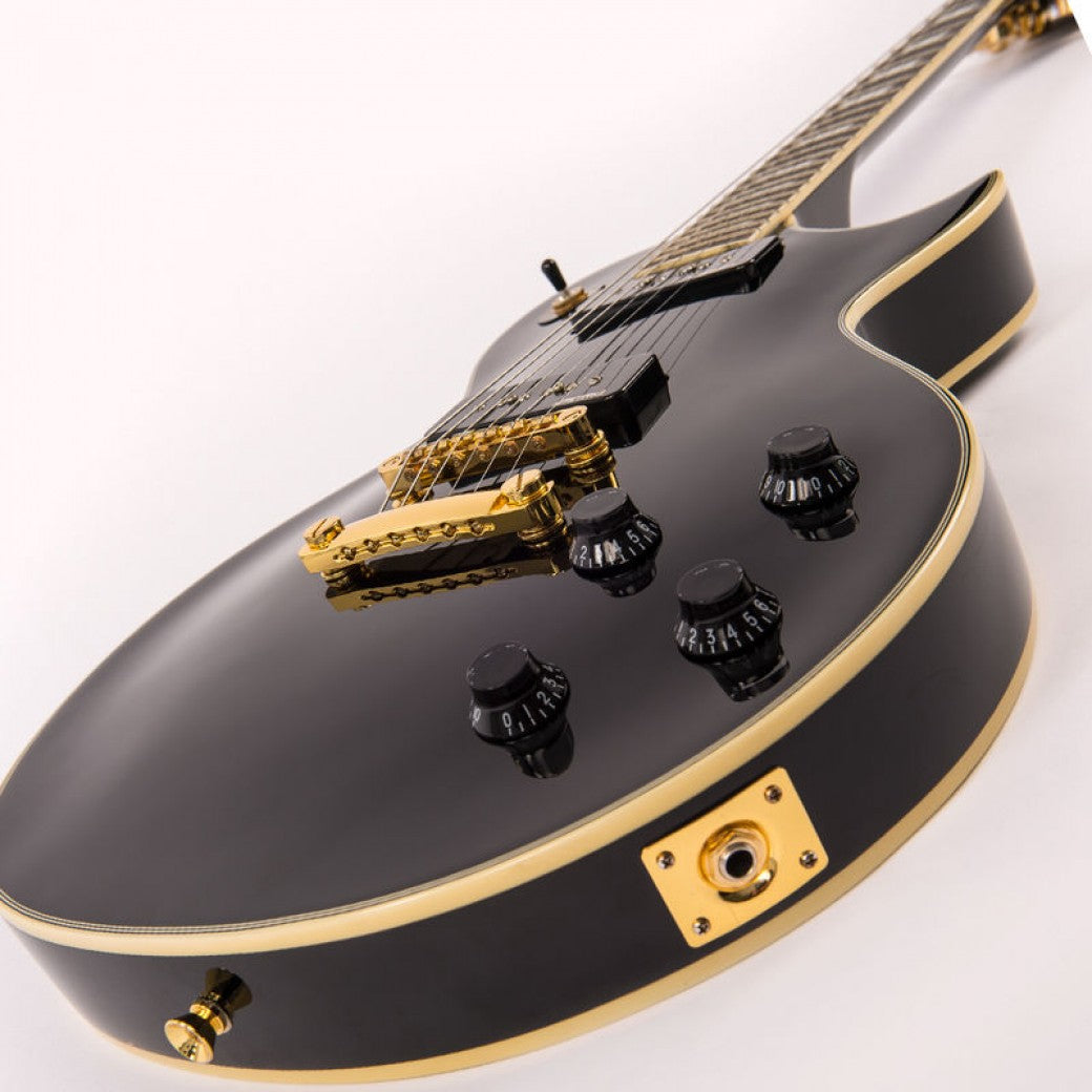 Vintage V100PBB ReIssued Les Paul P90 Gloss Black sähkökitara - Aron Soitin