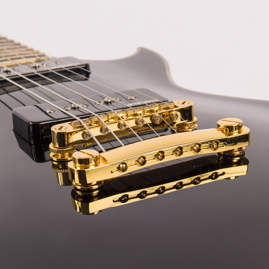 Vintage V100PBB ReIssued Les Paul P90 Gloss Black sähkökitara - Aron Soitin