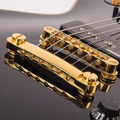 Vintage V100PBB ReIssued Les Paul P90 Gloss Black sähkökitara - Aron Soitin