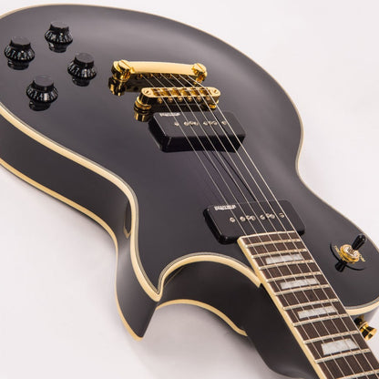 Vintage V100PBB ReIssued Les Paul P90 Gloss Black sähkökitara - Aron Soitin