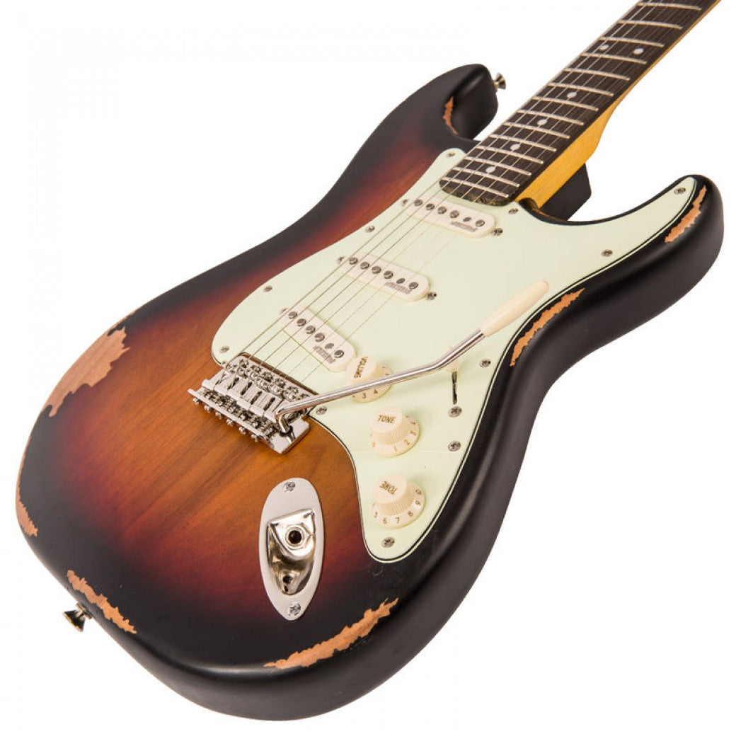 Vintage V6 ICON Electric Guitar ~ Distressed Sunburst - Aron Soitin