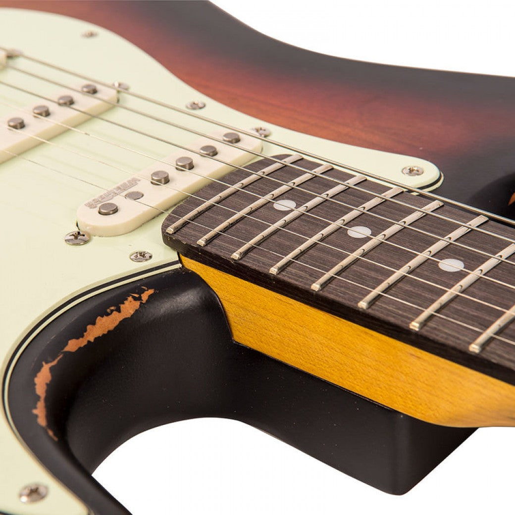 Vintage V6 ICON Electric Guitar ~ Distressed Sunburst - Aron Soitin