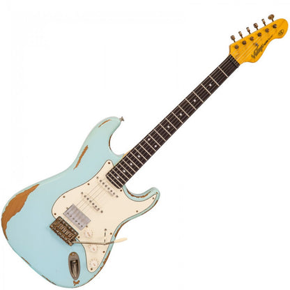 Vintage V6H ICON HSS Electric Guitar ~ Ultra-Gloss Distressed Laguna Blue - Aron Soitin