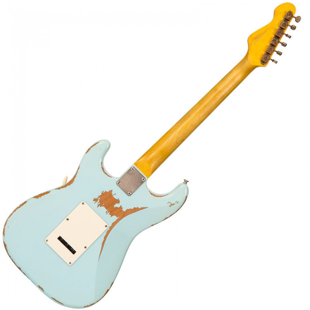Vintage V6H ICON HSS Electric Guitar ~ Ultra-Gloss Distressed Laguna Blue - Aron Soitin