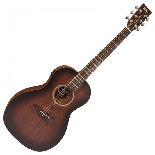 Vintage VE880WK Statesboro Parlour Electro-Acoustic Guitar Whisky Sour - Aron Soitin