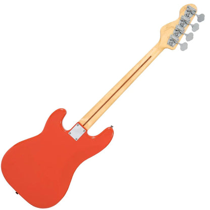 Vintage V4 ReIssued Maple Fingerboard Bass Guitar ~ Firenza Red - Aron Soitin