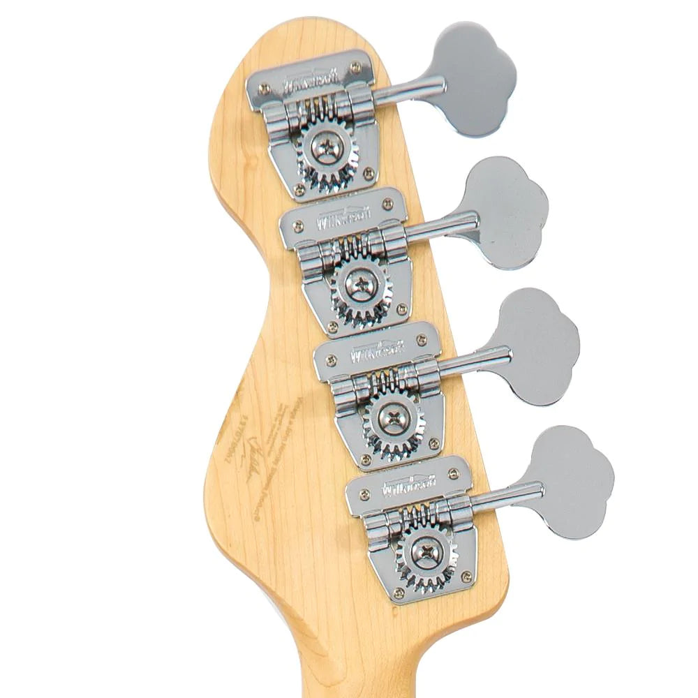 Vintage V4 ReIssued Maple Fingerboard Bass Guitar ~ Firenza Red - Aron Soitin