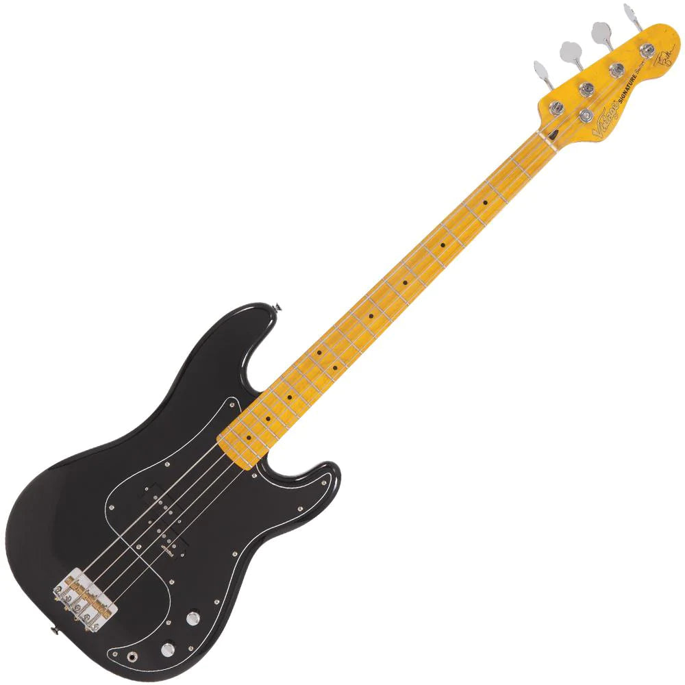 Vintage V4 Tony Butler Signature Bass Guitar ~ Black - Aron Soitin
