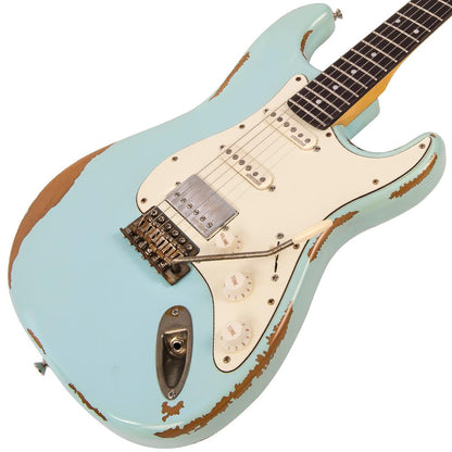 Vintage V6H ICON HSS Electric Guitar ~ Ultra-Gloss Distressed Laguna Blue - Aron Soitin