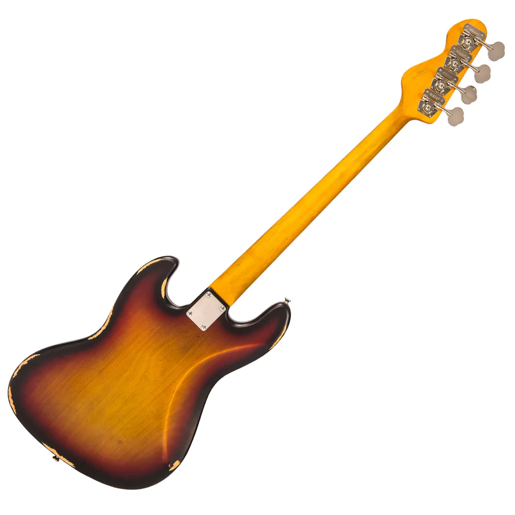 Vintage V74 ICON Fretless Bass ~ Sunset Sunburst - Aron Soitin