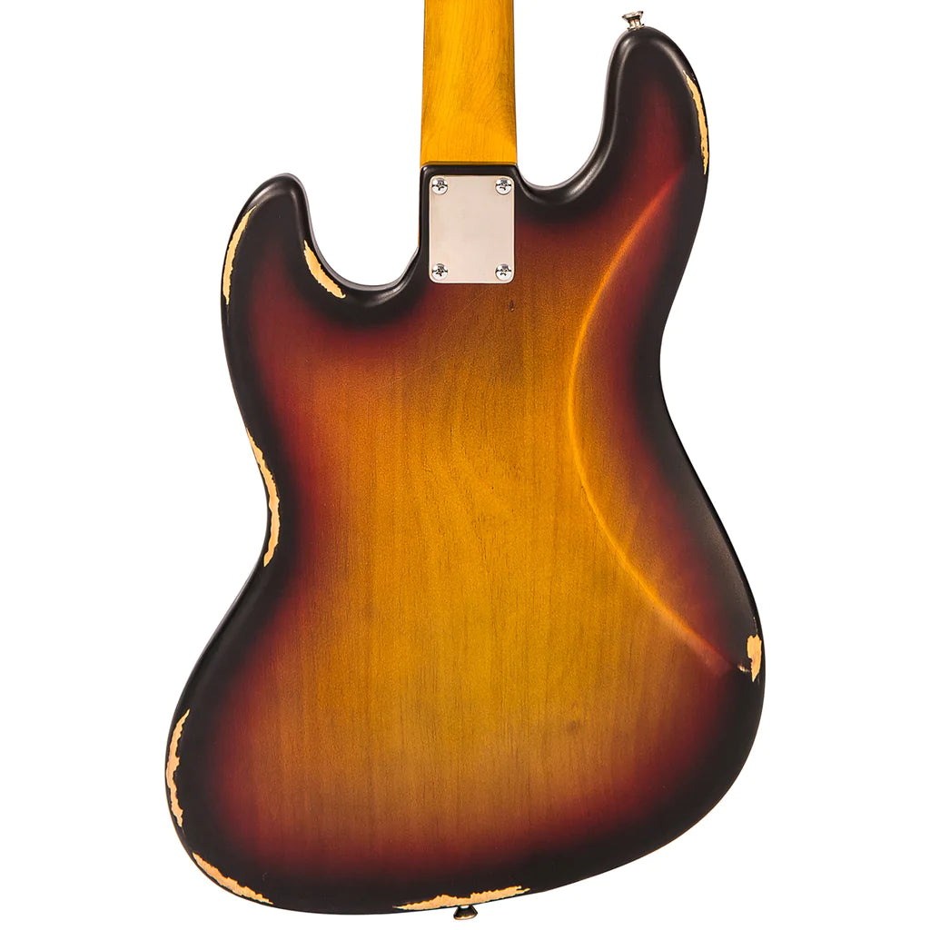 Vintage V74 ICON Fretless Bass ~ Sunset Sunburst - Aron Soitin
