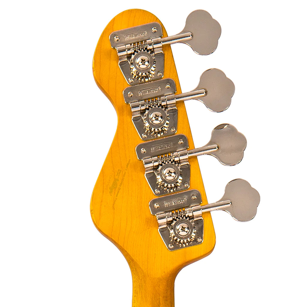 Vintage V74 ICON Fretless Bass ~ Sunset Sunburst - Aron Soitin