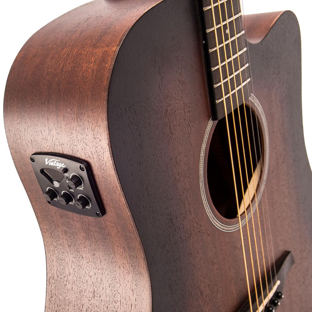 Vintage VE440WK Statesboro Dreadnought Electro-Acoustic Guitar Whisky Sour - Aron Soitin