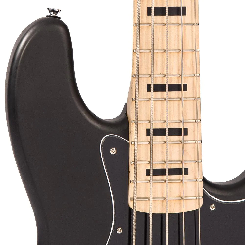 Vintage VJ75MBK ReIssued Maple Fingerboard Bass Guitar ~ 5-String ~ Black - Aron Soitin