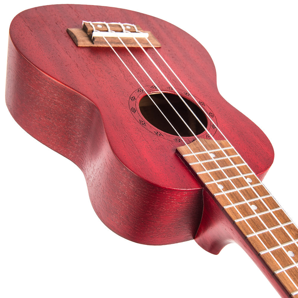 Laka Sapele Series Soprano Ukulele & Bag ~ Red - Aron Soitin