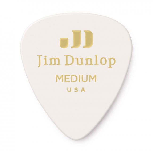 Dunlop Celluloid Medium valkoinen - Aron Soitin