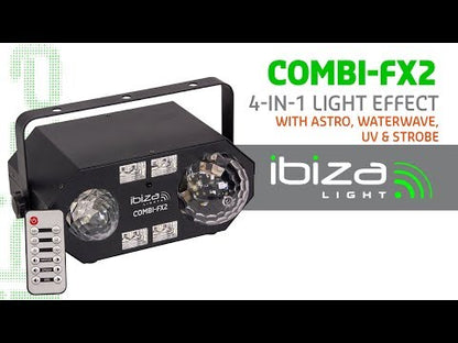 IBIZA LIGHT 4IN1 VALO ASTRO, WATERWAVE, UV JA STROBO OMINAISUUKSILLA