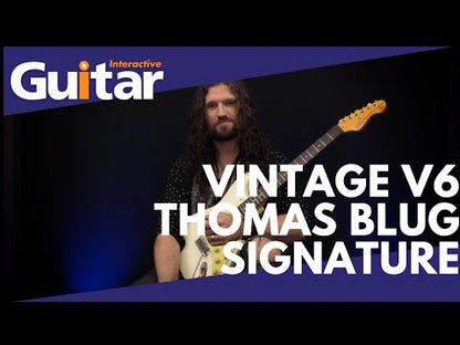 Vintage V6MRTBG Thomas Blug Signature Electric Guitar ~ Distressed Vintage White