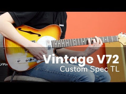 Vintage V72FTB ReIssued Custom Spec TL Electric Guitar ~ Flame Tobacco Burst