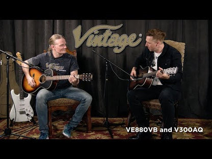 Vintage V300AQ Acoustic Folk Guitar ~ Antiqued