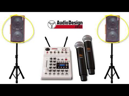 AUDIODESIGNPRO PAMX2 12/2UHF KAKSI LANGATONTA MIKROFONIA JA MIKSERI