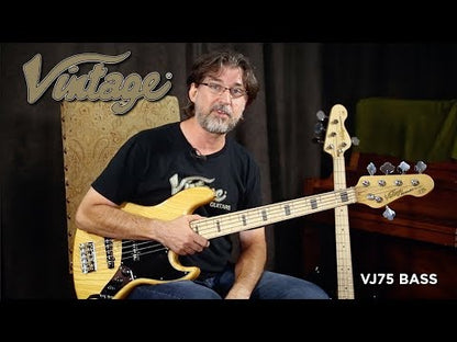 Vintage VJ75MBK ReIssued Maple Fingerboard Bass Guitar ~ 5-String ~ Black