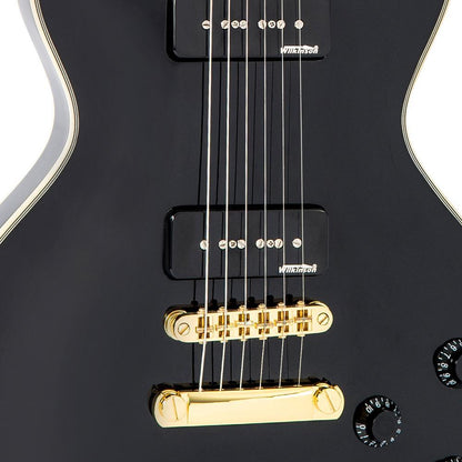 Vintage V100PBB ReIssued Les Paul P90 Gloss Black sähkökitara - Aron Soitin