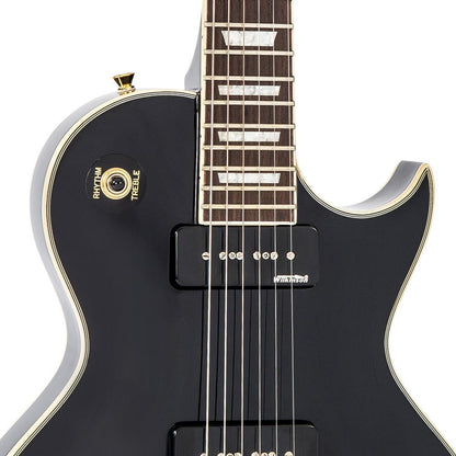Vintage V100PBB ReIssued Les Paul P90 Gloss Black sähkökitara - Aron Soitin