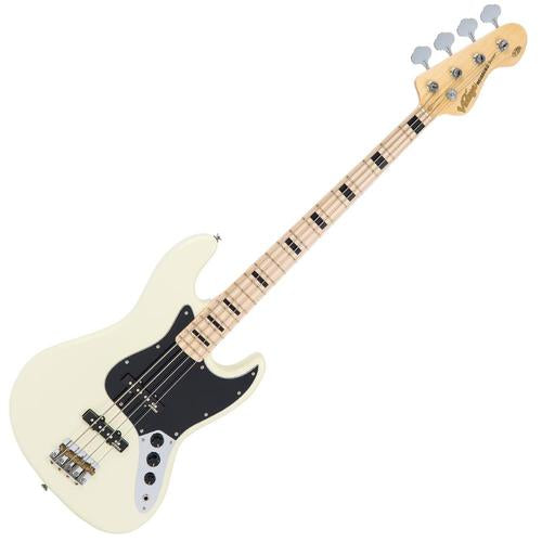 Vintage VJ74MVW ReIssued Maple Fingerboard Bass Guitar ~ Vintage White - Aron Soitin
