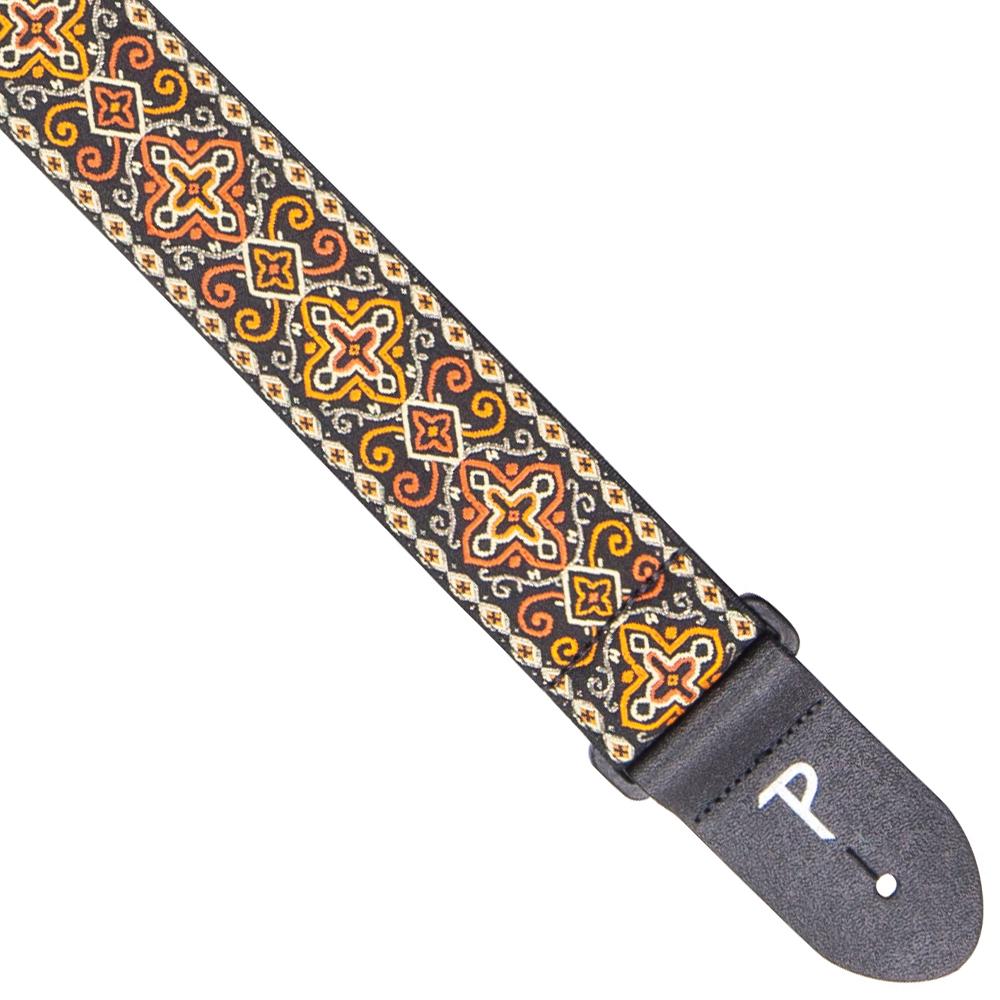 Perri's Webbing Jacquard Guitar Strap ~ Orange/Black Cross - Aron Soitin