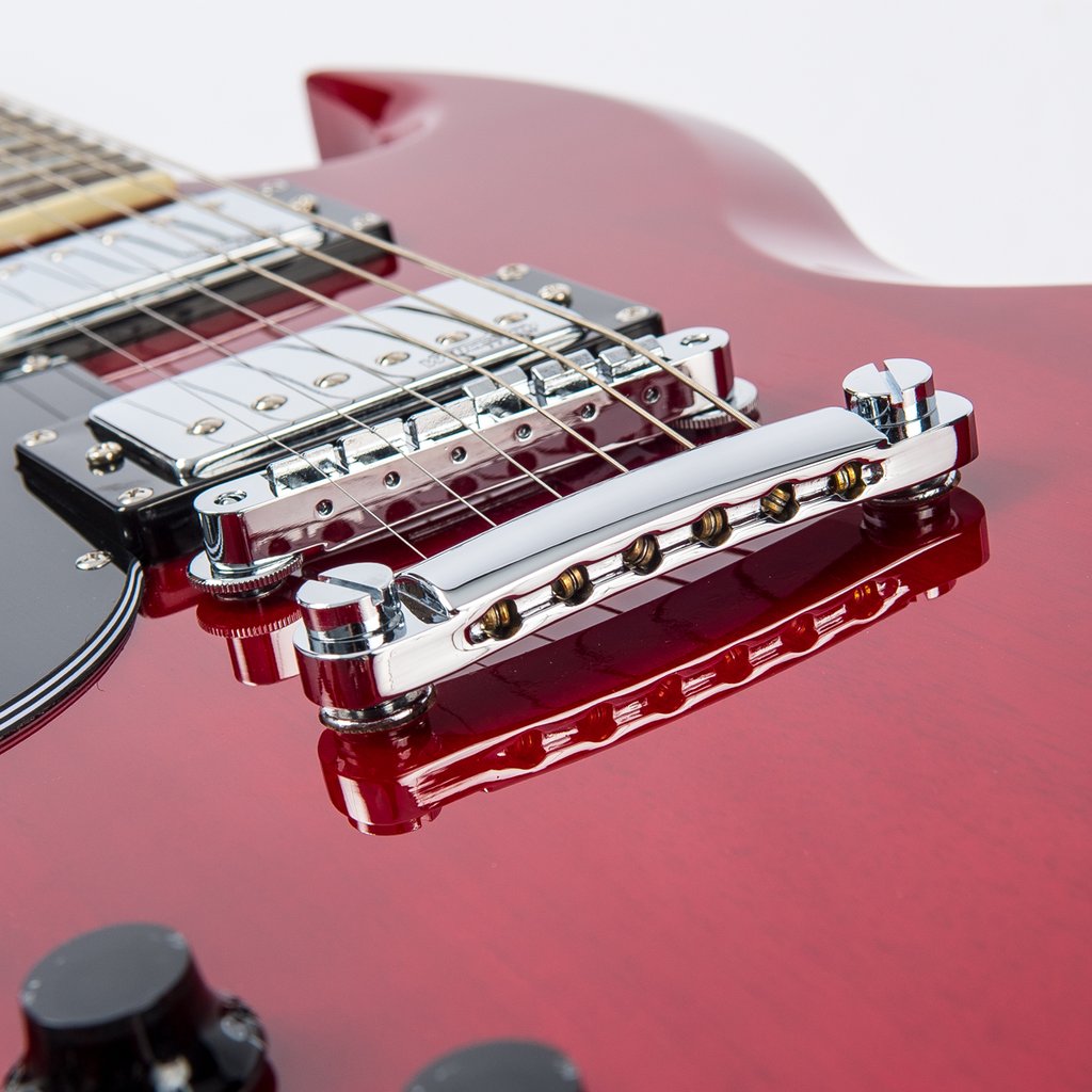 Vintage LVS6 ReIssued Electric Guitar ~ Left Hand Cherry Red - Aron Soitin