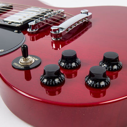 Vintage LVS6 ReIssued Electric Guitar ~ Left Hand Cherry Red - Aron Soitin