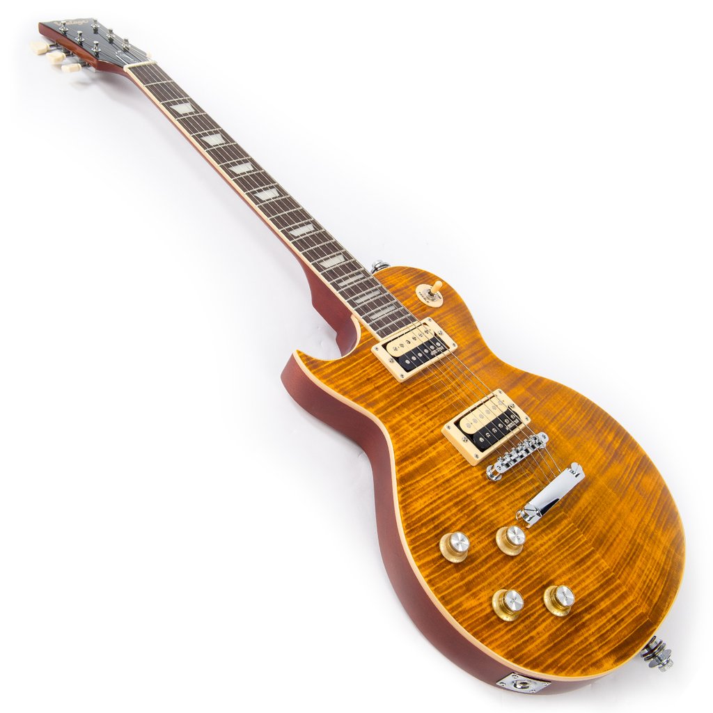 Vintage LV100AFD Les Paul Flamed Amber vasenkätinen sähkökitara - Aron Soitin