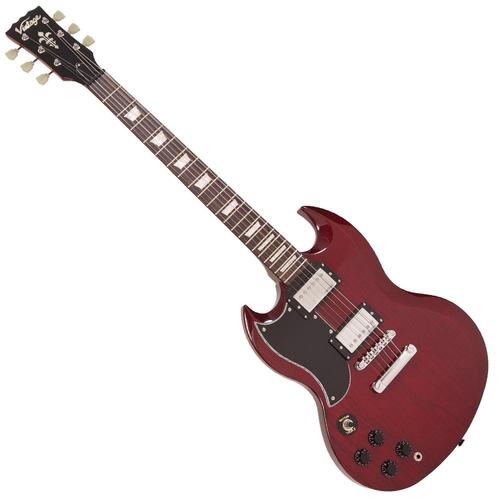 Vintage LVS6 ReIssued Electric Guitar ~ Left Hand Cherry Red - Aron Soitin