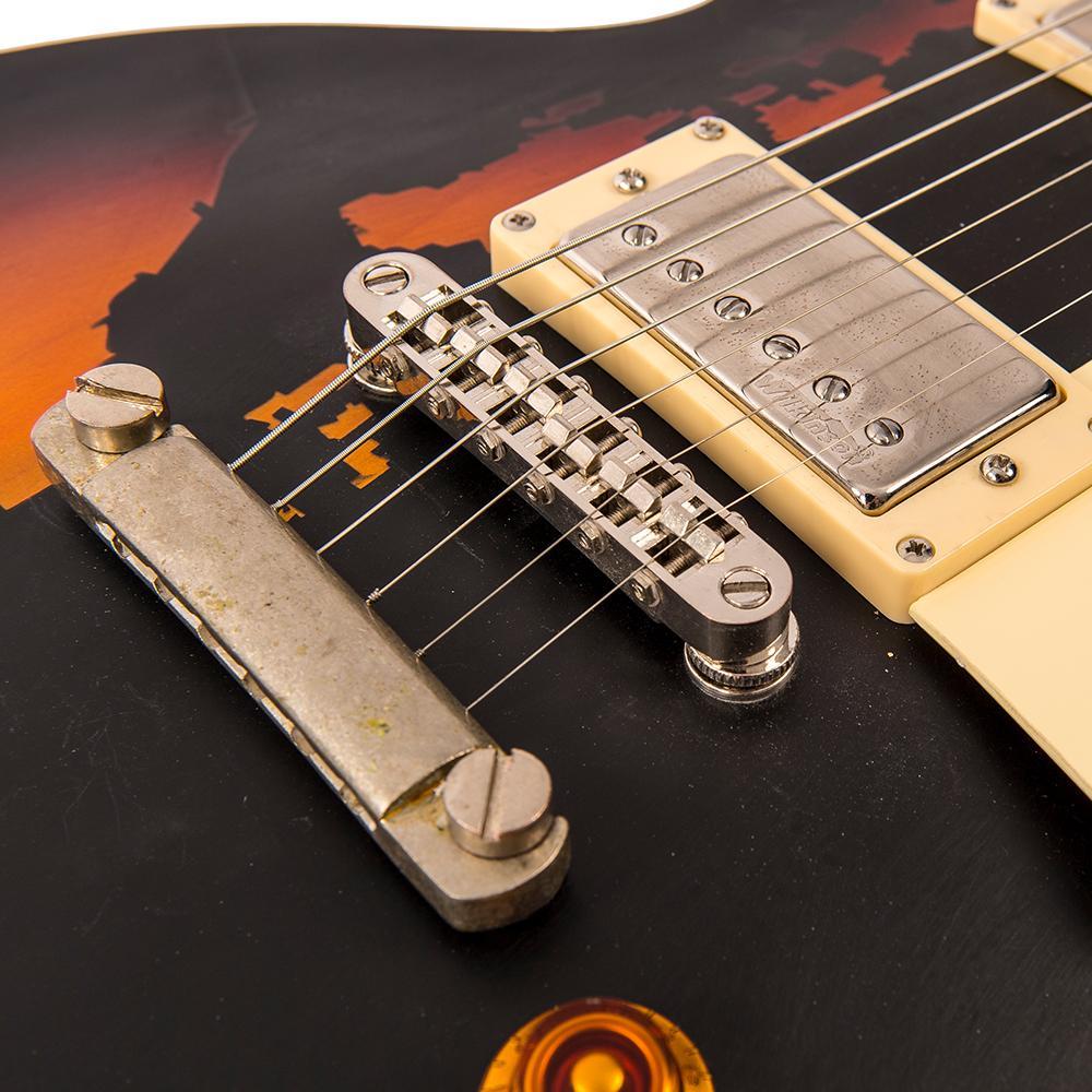 Vintage V100 ICON Electric Guitar ~ Distressed Black Over Sunburst - Aron Soitin