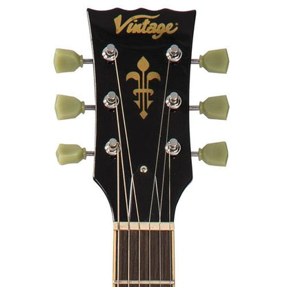 Vintage V100TBK ReIssued Les Paul Flamed Thru Black sähkökitara - Aron Soitin