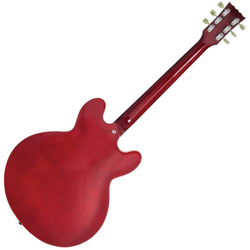 Vintage LVSA500CR ReIssued Semi Acoustic Guitar ~ Left Hand Cherry Red - Aron Soitin