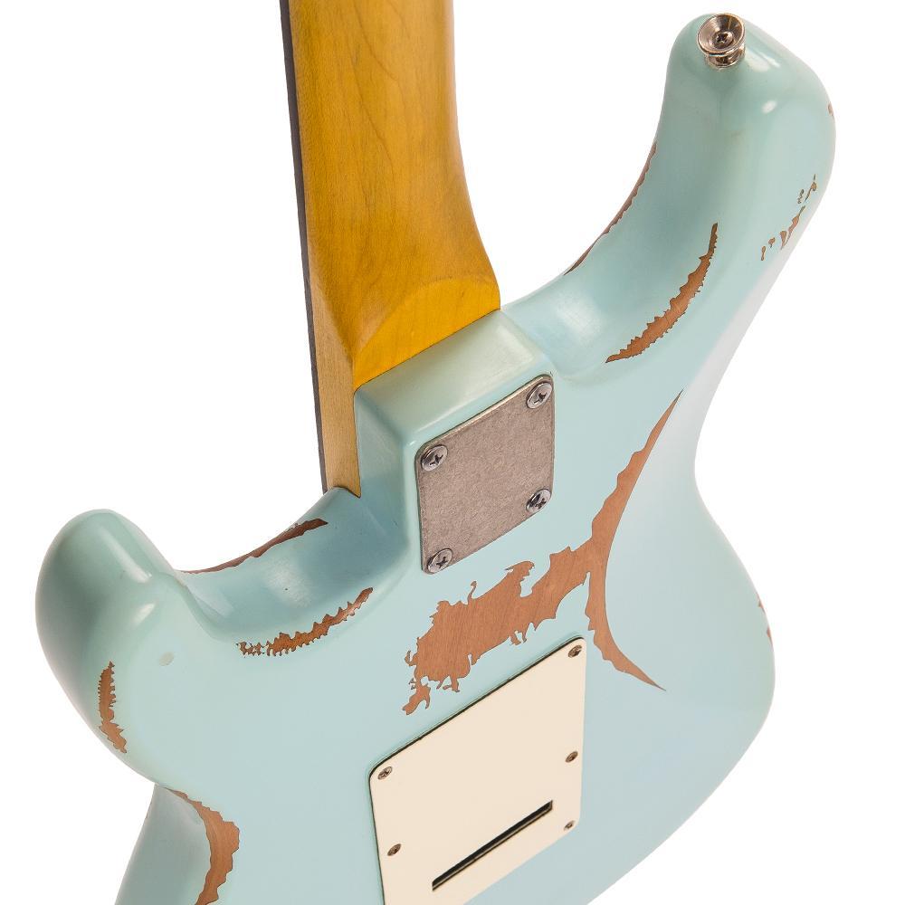 Vintage V6H ICON HSS Electric Guitar ~ Ultra-Gloss Distressed Laguna Blue - Aron Soitin