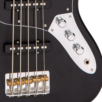 Vintage VJ75MBK ReIssued Maple Fingerboard Bass Guitar ~ 5-String ~ Black - Aron Soitin
