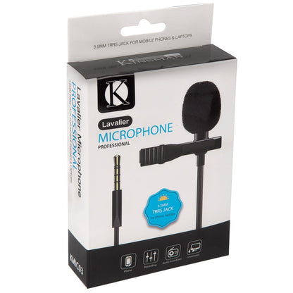 Kinsman KMIC03 Clip-On lavalier-mikrofoni 3,5mm TRRS-liittimellä - Aron Soitin