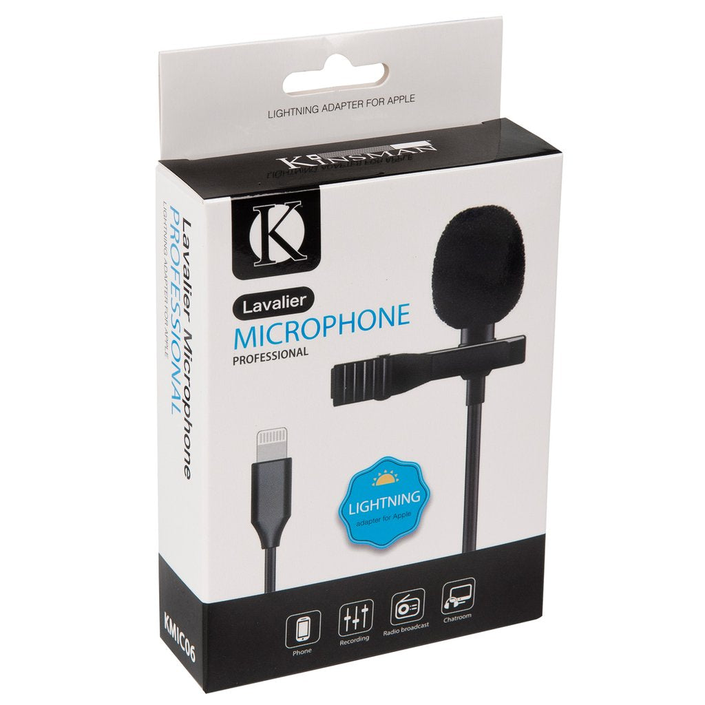 Kinsman KMIC06 Clip-On lavalier-mikrofoni Lightning-liittimellä - Aron Soitin