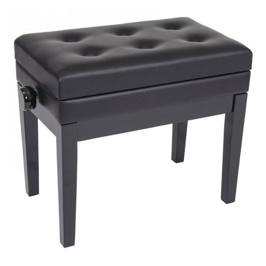 Kinsman KPB10BK Deluxe säädettävä pianopenkki säilytystilalla ~ Satin Black - Aron Soitin