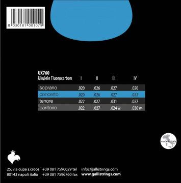 GALLI UX760 KONSERTTIUKULELEN KIELET, FLUOROCARBON - Aron Soitin